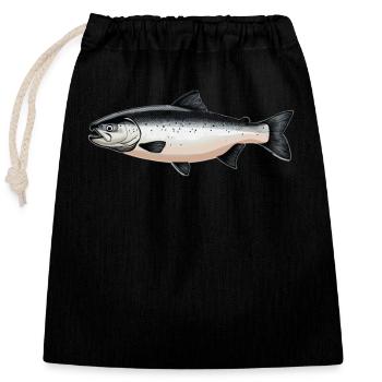 Lachse Lachs - Verschließbarer Geschenkbeutel aus Baumwolle (25x30cm) - Schwarz - Vorne
