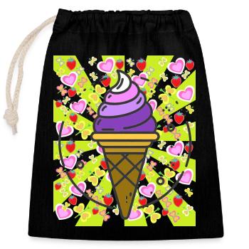 Glace Enfants Teen Glace Enfant Rétro Années 80 - Sac cadeau en coton avec cordon (25 x 30 cm) - noir - Devant