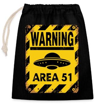 Area 51 UFO-Warnung – Betreten auf eigene Gefahr - Verschließbarer Geschenkbeutel aus Baumwolle (25x30cm) - Schwarz - Vorne