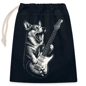 Cool Corgi Dog Lover Jouant De La Musique De La Guitare Electrique - Sac cadeau en coton avec cordon (25 x 30 cm) - bleu marine - Devant