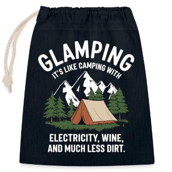Glamping instead of camping - Closable cotton gift bag (25x30cm) - navy - Front