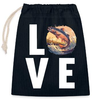 Lachse Lachs - Verschließbarer Geschenkbeutel aus Baumwolle (25x30cm) - Navy - Vorne