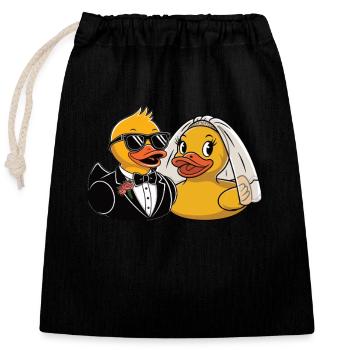 Canards en caoutchouc Jeunes mariés - Sac cadeau en coton avec cordon (25 x 30 cm) - noir - Devant
