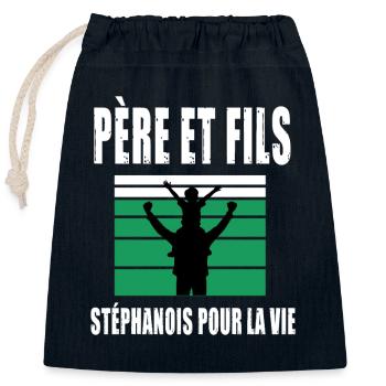 père et fils papa stéphanois saint étienne - Sac cadeau en coton avec cordon (25 x 30 cm) - bleu marine - Devant