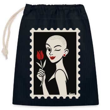 Buzzcut & Rose – ein Briefmarken-Flirt - Verschließbarer Geschenkbeutel aus Baumwolle (25x30cm) - Navy - Vorne