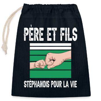 père et fils supporter stéphanois saint étienne - Sac cadeau en coton avec cordon (25 x 30 cm) - bleu marine - Devant