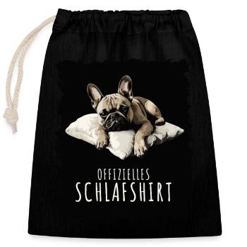 French Bulldog Official Sleep Shirt - Closable cotton gift bag (25x30cm) - black - Front