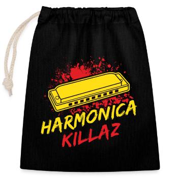 Funny Harmonica Player Killaz Harmonica - Verschließbarer Geschenkbeutel aus Baumwolle (25x30cm) - Schwarz - Vorne