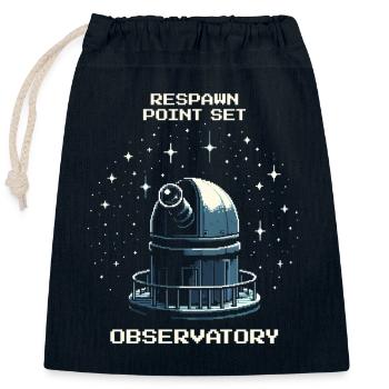 Point de réapparition : Observatoire | Observation de l’astronomie - Sac cadeau en coton avec cordon (25 x 30 cm) - bleu marine - Devant