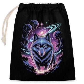 Mystic Wolf - Closable cotton gift bag (25x30cm) - black - Front