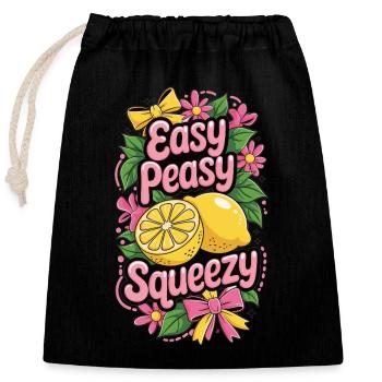 Easy Peasy Lemon Squeezy Shirt - Verschließbarer Geschenkbeutel aus Baumwolle (25x30cm) - Schwarz - Vorne