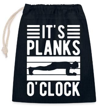 Gym Junkies It´s Planks O´Clock Calisthenics - Verschließbarer Geschenkbeutel aus Baumwolle (25x30cm) - Navy - Vorne