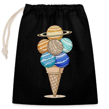 Cône de crème glacée Planet dans le style anime - Sac cadeau en coton avec cordon (25 x 30 cm) - noir - Devant