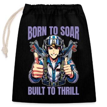 Aerobatic Pilot Born To Soar Aerobatic Maneuvers - Closable cotton gift bag (25x30cm) - black - Front