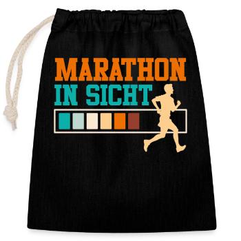 Läufer MARATHON IN SICHT Laufen Lustiges - Verschließbarer Geschenkbeutel aus Baumwolle (25x30cm) - Schwarz - Vorne