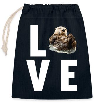 Loutre de mer - Sac cadeau en coton avec cordon (25 x 30 cm) - bleu marine - Devant