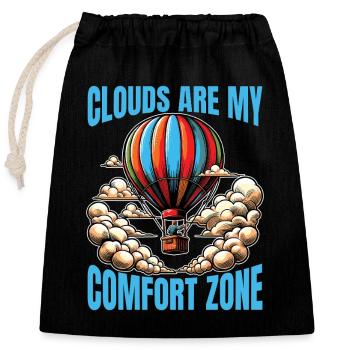 Hot Air Ballooning Clouds Are My Comfort Aviation - Closable cotton gift bag (25x30cm) - black - Front