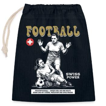 Einsatz pur: Frauenfußball Shirt CH - Verschließbarer Geschenkbeutel aus Baumwolle (25x30cm) - Navy - Vorne