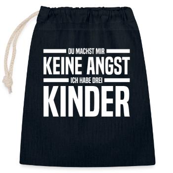 Drei Kinder Eltern Vater Mutter - Verschließbarer Geschenkbeutel aus Baumwolle (25x30cm) - Navy - Vorne