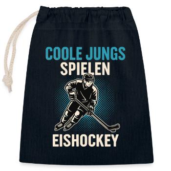 Coole Jungs spielen Eishockey - Verschließbarer Geschenkbeutel aus Baumwolle (25x30cm) - Navy - Vorne