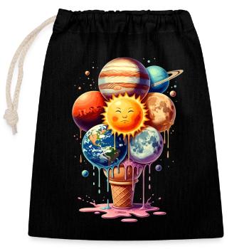 Cream Planet Waffle Système solaire de crème glacée - Sac cadeau en coton avec cordon (25 x 30 cm) - noir - Devant