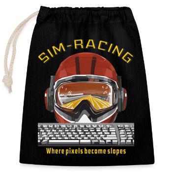 SIM RACING Là où les pixels deviennent des pentes - Sac cadeau en coton avec cordon (25 x 30 cm) - noir - Devant