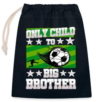 Grand frère prêt pour les enfants du football 2026 - Sac cadeau en coton avec cordon (25 x 30 cm) - bleu marine - Devant