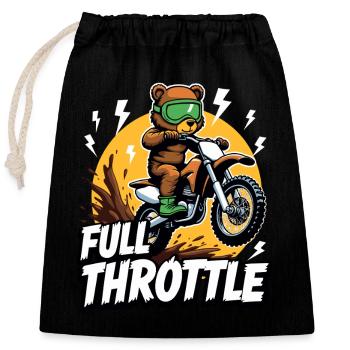 Full Throttle Bear Motocross Motorcycle - Closable cotton gift bag (25x30cm) - black - Front