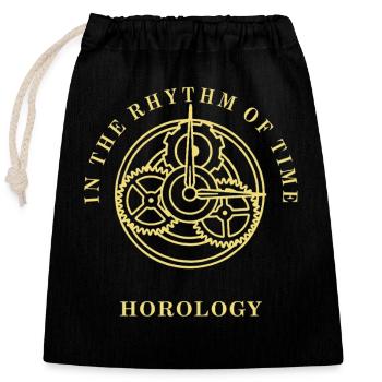 HOROLOGY IN THE RHYTHM OF TIME - Closable cotton gift bag (25x30cm) - black - Front