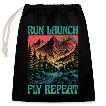 Parapente Courir Lancer Voler Répéter Paramoteur - Sac cadeau en coton avec cordon (25 x 30 cm) - noir - Devant