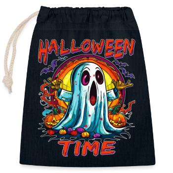 HALLOWEEN TIME - Closable cotton gift bag (25x30cm) - navy - Front