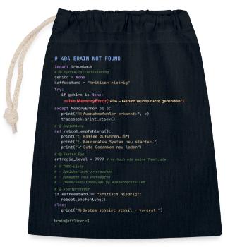 404 Brain Not Found Python Code - Closable cotton gift bag (25x30cm) - navy - Front