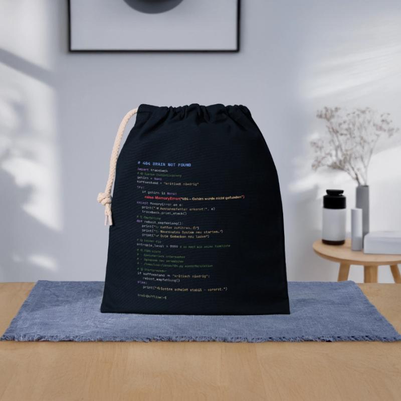 404 Cerveau introuvable Code Python Sac cadeau en coton avec cordon (25 x 30 cm)