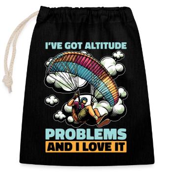 Parapente J’ai des problèmes d’altitude Parachutisme - Sac cadeau en coton avec cordon (25 x 30 cm) - noir - Devant