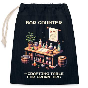 Counter = Crafting Table for Adults - Closable cotton gift bag (25x30cm) - navy - Front