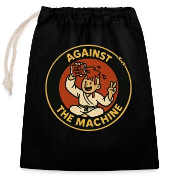 Gegen die Maschine – Soßen-Protest als Cartoon - Verschließbarer Geschenkbeutel aus Baumwolle (25x30cm) - Schwarz - Vorne