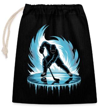 Cool Hockey Player Skating Skater Stick Puck - Closable cotton gift bag (25x30cm) - black - Front