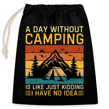 Drôle de camping dicton camping - Sac cadeau en coton avec cordon (25 x 30 cm) - noir - Devant