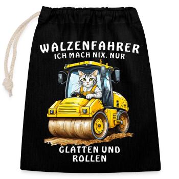 WALZENFAHRER GLÄTTEN UND ROLLEN - Verschließbarer Geschenkbeutel aus Baumwolle (25x30cm) - Schwarz - Vorne