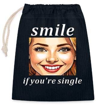FRAU SMILE si vous êtes célibataire - Sac cadeau en coton avec cordon (25 x 30 cm) - bleu marine - Devant