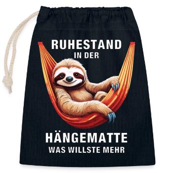 RUHESTAND IN DER HÄNGEMATTE - Verschließbarer Geschenkbeutel aus Baumwolle (25x30cm) - Navy - Vorne