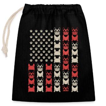 Bouledogues Français Drapeau Chien Pattes Motif - Sac cadeau en coton avec cordon (25 x 30 cm) - noir - Devant