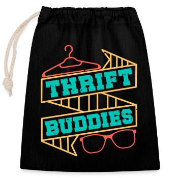 Thrift Shopper Thrift Buddies Thrift Store - Verschließbarer Geschenkbeutel aus Baumwolle (25x30cm) - Schwarz - Vorne