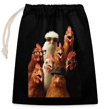 Huhn - Verschließbarer Geschenkbeutel aus Baumwolle (25x30cm) - Schwarz - Vorne