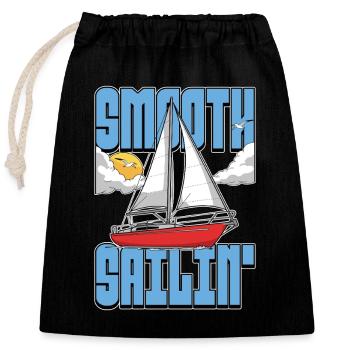 Sailing Smooth Sailin' Loves Sailing Ship Boating - Verschließbarer Geschenkbeutel aus Baumwolle (25x30cm) - Schwarz - Vorne
