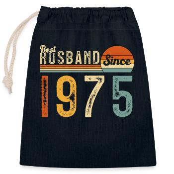 Best husband since 1975 - Closable cotton gift bag (25x30cm) - navy - Front