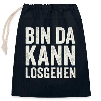 I’m Here – Chemise Let’s Go - Sac cadeau en coton avec cordon (25 x 30 cm) - bleu marine - Devant