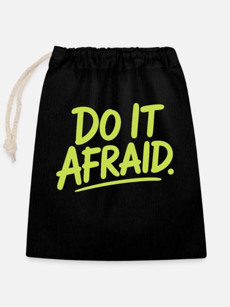 Do It Afraid Mut Weiterentwicklung Motivation - Verschließbarer Geschenkbeutel aus Baumwolle (25x30cm) - Schwarz