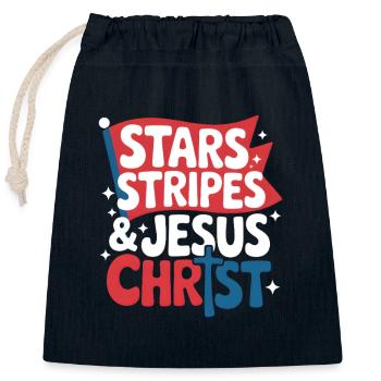Amerikanischer Gläubiger Christ July 4th Jesus - Verschließbarer Geschenkbeutel aus Baumwolle (25x30cm) - Navy - Vorne