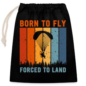 Born To Fly Forcé D’atterrir Paramoteur - Sac cadeau en coton avec cordon (25 x 30 cm) - noir - Devant